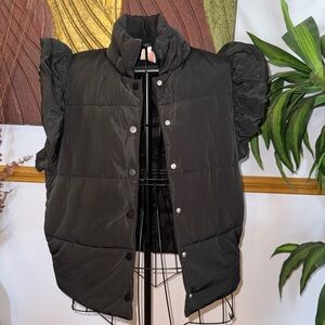 Entro Gray Satin Puffer Vest